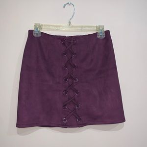 Purple Laced Up Mini Skirt